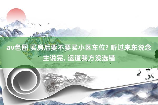 av色图 买房后要不要买小区车位? 听过来东说念主说完， 运道我方没选错