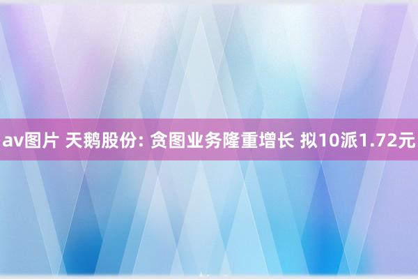 av图片 天鹅股份: 贪图业务隆重增长 拟10派1.72元